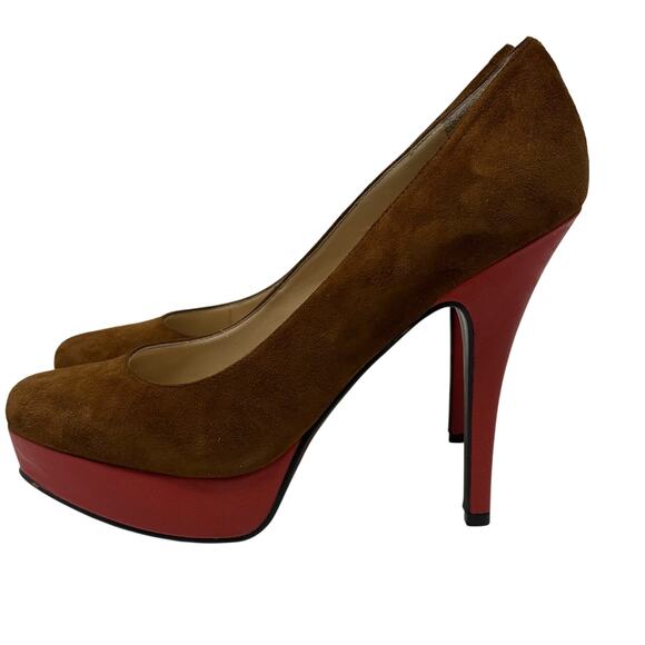 Enzo Angiolini Easmiles Brown Suede Coral Platform High Heel Pumps 6.5 - Picture 10 of 10